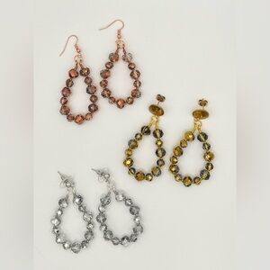 Faceted Crystal Wire Wrapped Dangle Earrings – Choice of Gold, Silver & Copper